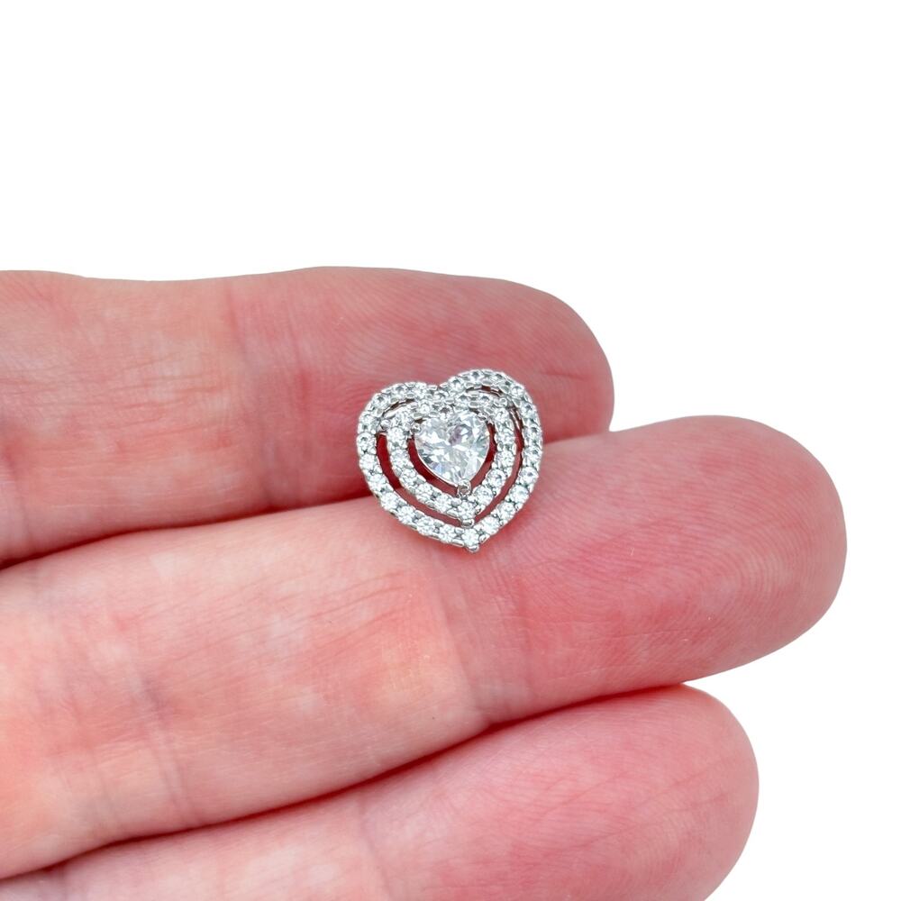 Vintage Sterling Silver 925 White Sapphire Heart Pendant